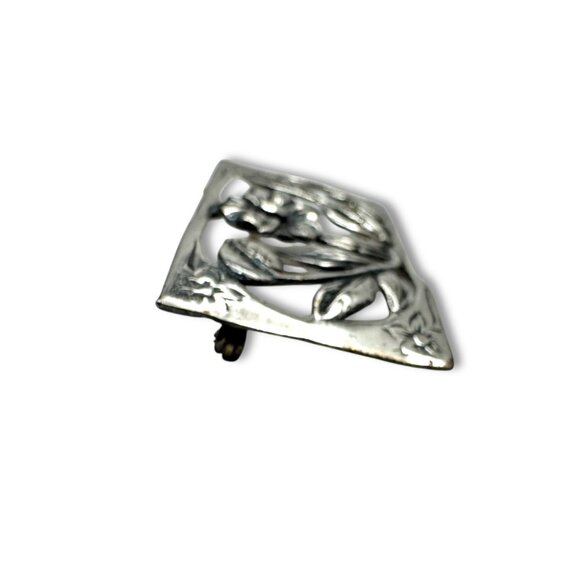 Vintage Sterling Silver Floral Brooch Pin - Picture 10 of 10